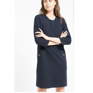 Mango navy zipper pocket dress